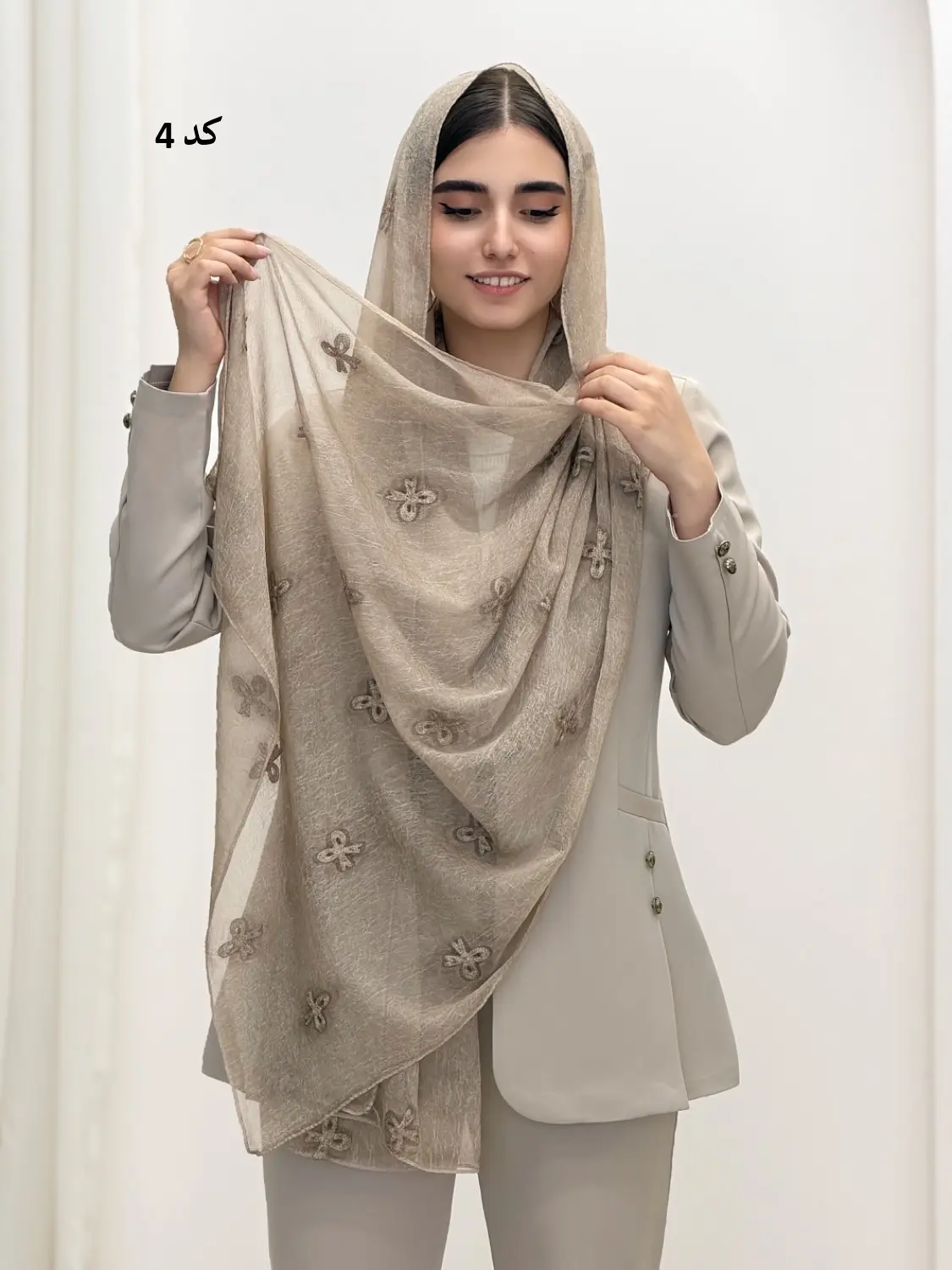 6888-شال گلدوزی پاپیون